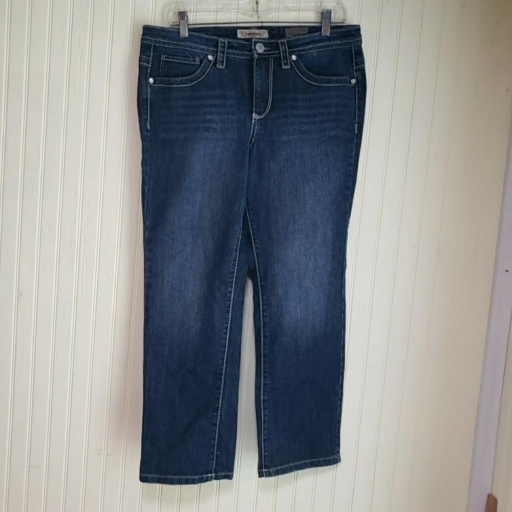 Nine West Vintage America Jeans Womens 10 Blue Ankle Embroidered Denim Pants